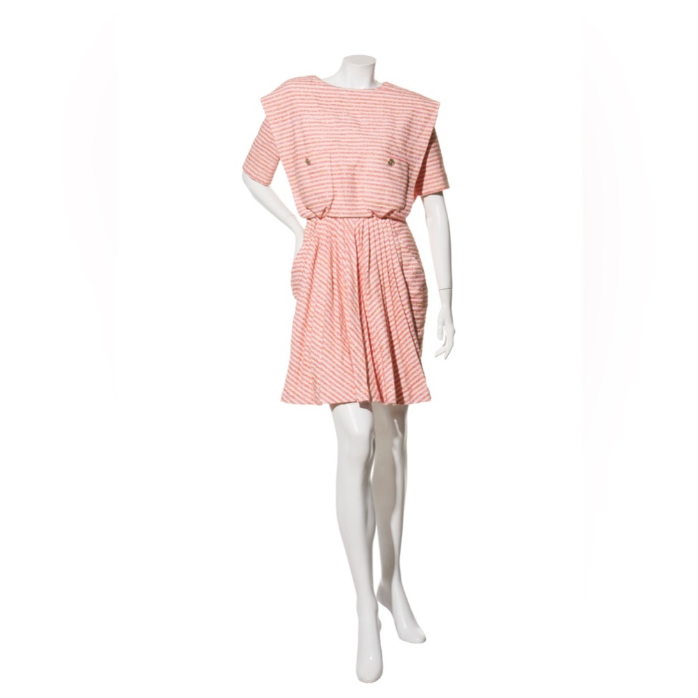 Chanel Pink Striped Bouclé Dress FR 34 (US 2) Spring/Summer 2015